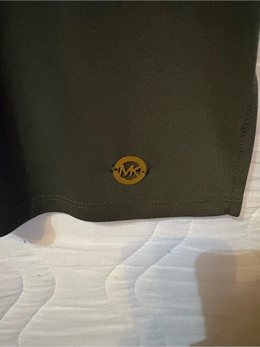 Michael Kors Dark Olive Ladder-Trim Short Sleeve Blouse